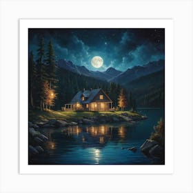 Night On The Lake Art Print 3 Art Print