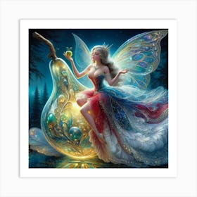 Fairy With A Colorful Pear Art Print