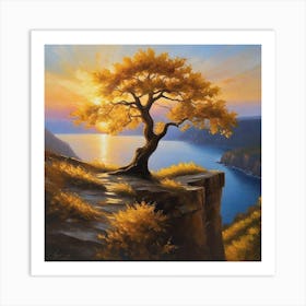 Lone Tree At Sunset 6 Art Print