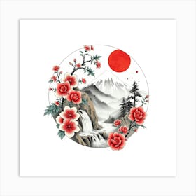 Asian Flower Painting Poster