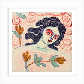 Woman With Flowers 04 Art Print