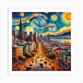 Starry Night In San Francisco Art Print