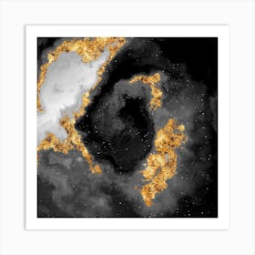 100 Nebulas in Space with Stars Abstract in Black and Gold n.081 Art Print