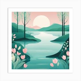 THE LAKE 11 VECTOR ART Art Print