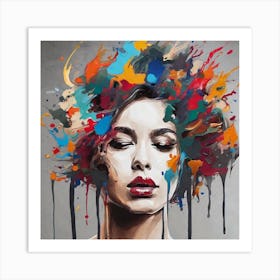 Woman With Colorful Hair Art Print