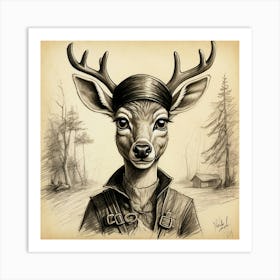 Deer With Horns 4 Art Print