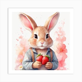 Strawberry Bunny Art Print