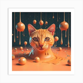 Dripping Cat Art Print