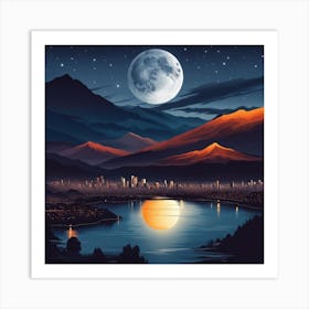 Moonlight Over The City Art Print