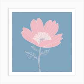 A White And Pink Flower In Minimalist Style Square Composition 158 Art Print