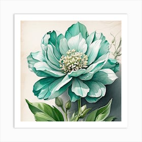 Blue Peony Art Print