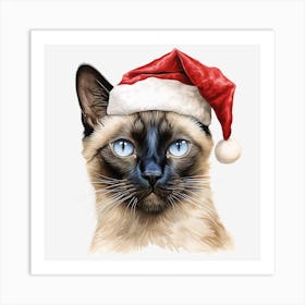 Siamese Cat In Santa Hat 5 Art Print