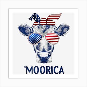 Hot Trend Funny Moorica Cow Farmer Cowboy Independence Art Print