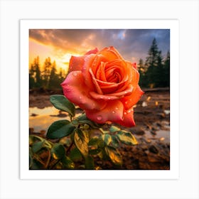 Sunset Rose Art Print