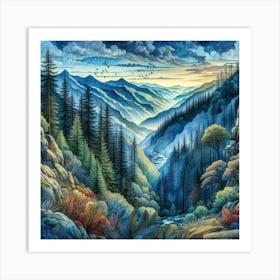 Mountains At Night Art Print