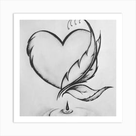 Heart With Feather Art Print