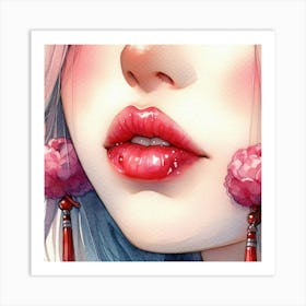 Girl With Pink Lips Art Print