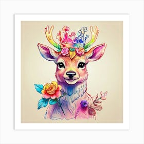 Deer With A Crown Art Print