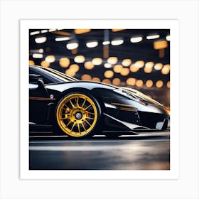 Black And Yellow Lamborghini Art Print