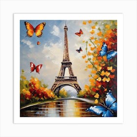 Paris With Butterflies 76 Art Print