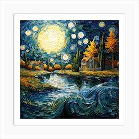 Tranquil Tints: Riverside Whispers Art Print