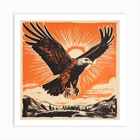 Retro Bird Lithograph Eagle Art Print