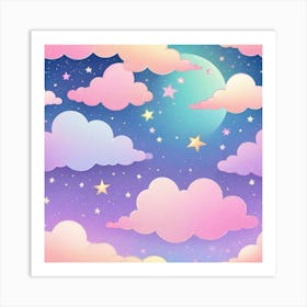 Sky With Twinkling Stars In Pastel Colors Square Composition 75 Art Print