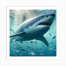 A Great White Shark In His Natural Habitat Art Print