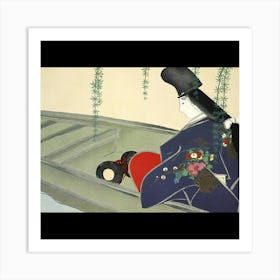 Woman In A Boat Art Print