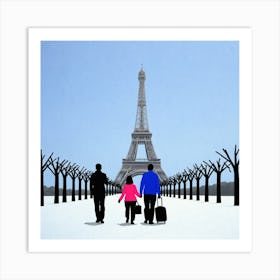 Family Walking In Paris 1 Art Print