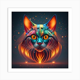 Cat With Glowing Eyes Art Print