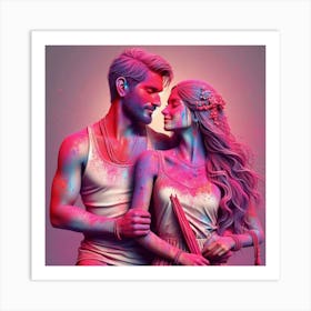 Holi Couple 15 Art Print