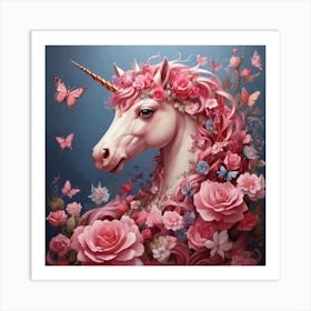 Unicorn With Flowers 1 Art Print