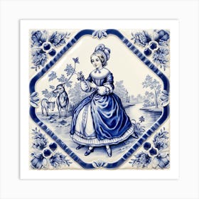 Alice In Wonderland Delft Tile Illustration 3 Art Print