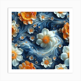 Abstract Flowers 3d Art Print