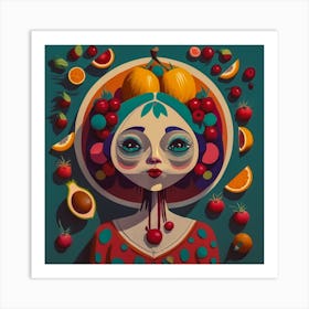 The Girl inside of Fruit Art Print