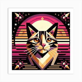 Jazz Low Poly Cat Art Print