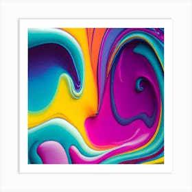 Colourful violet liquid abstract drawing Art Print