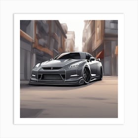 Nissan Gtr city background Art Print