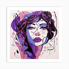 Girl With Purple Hair Art Print