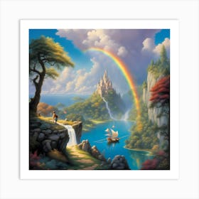 Rainbow Over The Castle Art Print