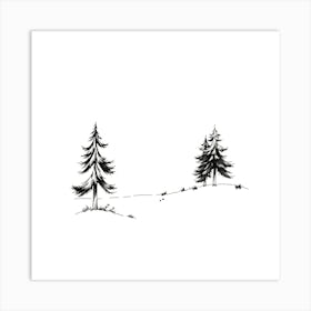 Fir Trees In The Snow Art Print