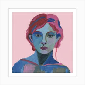 Deconstructed Blue And Pink Figure 3 Art Print