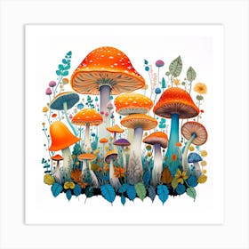 Mushrooms In The Forest 46 Art Print