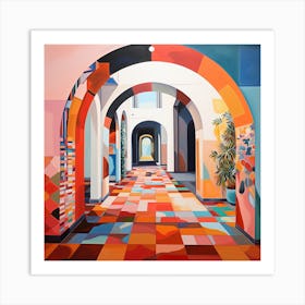 Bohemian Contemporary Art Print - Colourful Tiles & Arches Art Print