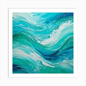 Abstract Turquoise Waves Embracing A Fresh Nautical Texture Gently Lapping Across The Canvas Blend (4) Art Print