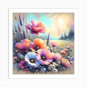 Poppies And Daisies Art Print