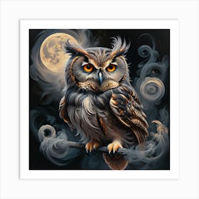 Owl In The Moonlight Art Print