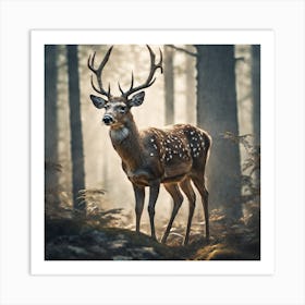 Deer In The Forest 210 Art Print