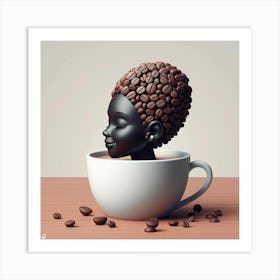Coffee Beans Cup Portrait Art Print